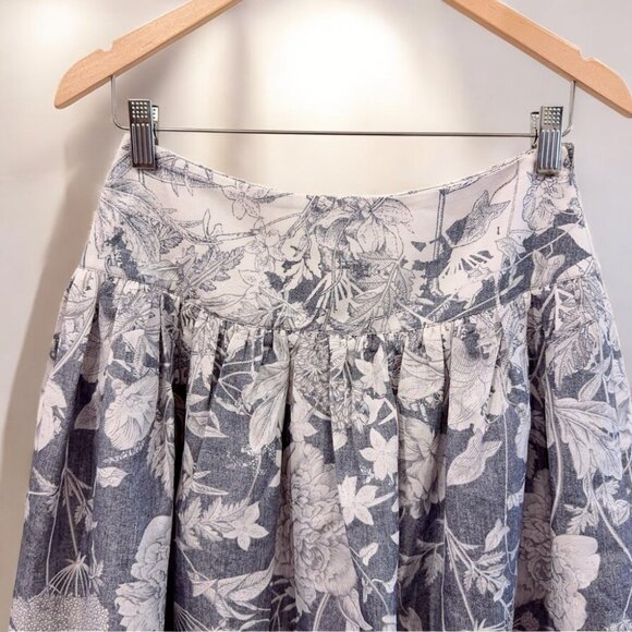 NWT En Saison Sydney Midi Skirt in Washed Blue Ivory Floral - Picture 3 of 5